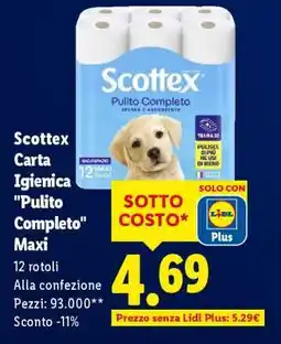 Lidl Scottex Carta Igienica Pulito Completo Maxi offerta