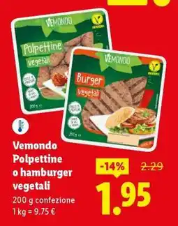 Lidl Vemondo Polpettine o hamburger vegetali offerta