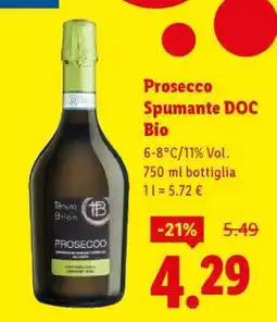 Lidl Prosecco Spumante DOC Bio offerta