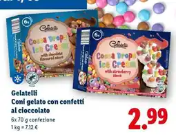Lidl Gelatelli Coni gelato con confetti al cioccolato offerta