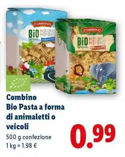 Lidl Combino Bio Pasta a forma di animaletti o veicoli offerta