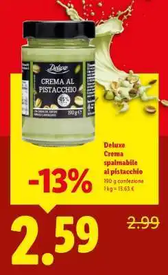 Lidl Deluxe Crema spalmabile al pistacchio offerta