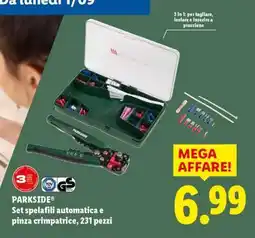 Lidl PARKSIDE Set spelafili automatica e pinza crimpatrice, 231 pezzi offerta