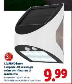 Lidl LIVARNO home Lampada LED ad energia solare con rilevatore di movimento offerta