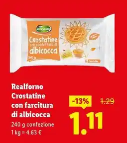 Lidl Realforno Crostatine con farcitura di albicocca offerta