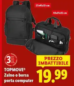 Lidl TOPMOVE Zaino o borsa porta computer offerta