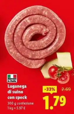 Lidl Luganega di suino con speck offerta
