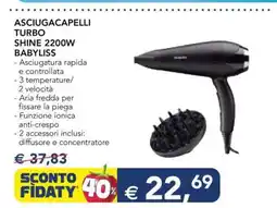 Esselunga ASCIUGACAPELLI TURBO SHINE 2200W BABYLISS offerta