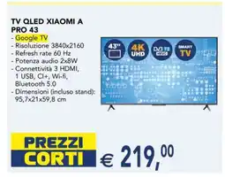 Esselunga TV QLED XIAOMI A PRO 43 offerta