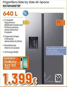 Expert SAMSUNG Frigorifero Side by Side Air Space RS70F65KETEF offerta