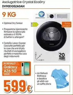 Expert SAMSUNG Asciugatrice Crystal EcoDry DV90DG52A0AH offerta