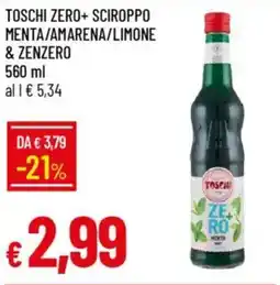 Galassia Toschi zero+ sciroppo menta/amarena/limone & zenzero offerta