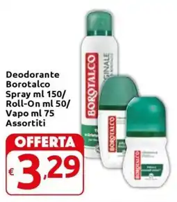 Carrefour Express Deodorante Borotalco Spray/Roll-On/VapoAssortiti offerta