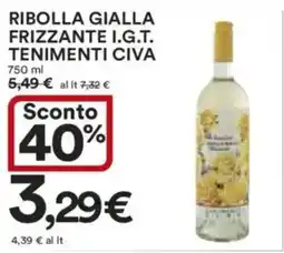 Ipercoop Ribolla gialla frizzante i.g.t. tenimenti civa offerta