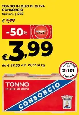 Bennet Tonno in olio di oliva CONSORCIO offerta
