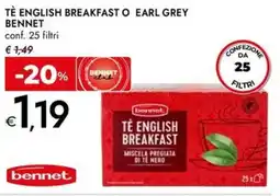 Bennet Tè english breakfast o earl grey BENNET offerta