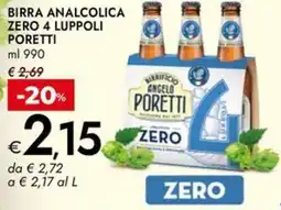 Bennet Birra analcolica zero 4 luppoli PORETTI offerta