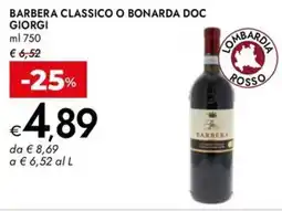 Bennet Barbera classico o bonarda DOC GIORGI offerta