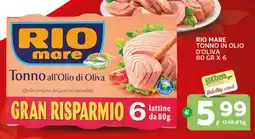 Extra Supermercati Rio mare tonno in olio d'oliva offerta