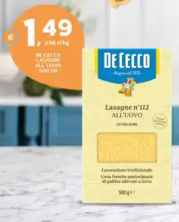 Extra Supermercati De cecco lasagne all' uovo offerta