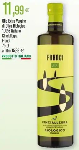 Coop Olio Extra Vergine di Oliva Biologico 100% Italiano Cinciallegra Franci offerta