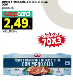 Ipercoop Tonno a pinne gialle in olio di oliva COOP offerta