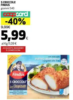 Ipercoop 5 croccole FINDUS offerta