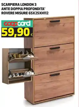Ipercoop Scarpiera london 3 ante doppia profondita' rovere misure 65X25XH112 offerta