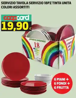 Ipercoop Servizio tavola servizio 18pz tinta unita colori assortiti offerta