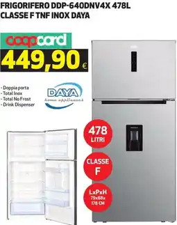 Ipercoop Frigorifero DDP-640DNV4X 478l classe F TNF inox DAYA offerta