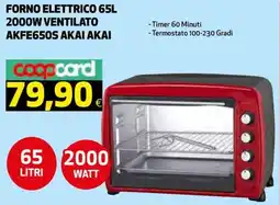 Ipercoop Forno elettrico 65l 2000W ventilato AKFE650S AKAI offerta