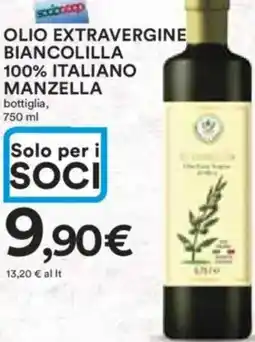 Ipercoop Olio extravergine biancolilla 100% italiano manzella offerta