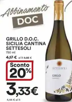 Ipercoop Grillo d.o.c. sicilia cantina settesoli offerta