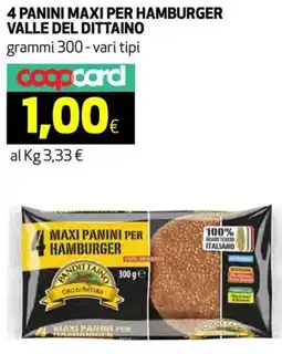 Ipercoop 4 panini maxi per hamburger VALLE DEL DITTAINO offerta