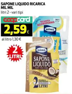 Ipercoop Sapone liquido ricarica MIL MIL offerta