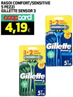 Ipercoop Rasoi comfort/sensitive 5 pezzi GILLETTE SENSOR 3 offerta
