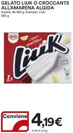 Ipercoop Gelato liuk o croccante all'amarena algida offerta