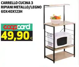 Ipercoop Carrello cucina 3 ripiani metallo/legno 60X40X123H offerta