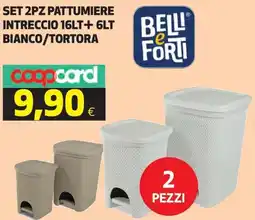 Ipercoop Set 2pz pattumiere intreccio bianco/tortora offerta