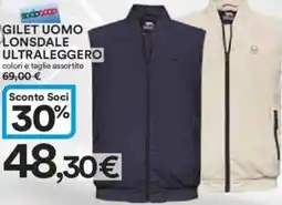Ipercoop Gilet uomo lonsdale ultraleggero offerta