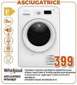 Ipercoop Whirlpool ASCIUGATRICE FFTM1182IT offerta