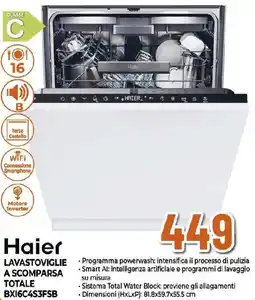 Ipercoop Haier LAVASTOVIGLIE A SCOMPARSA TOTALE BXI6C4S3FSB offerta