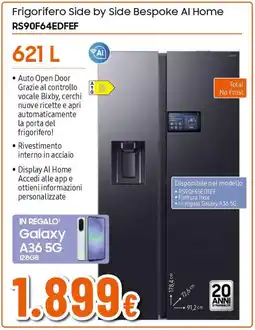 Ipercoop SAMSUNG Frigorifero Side by Side Bespoke Al Home RS90F64EDFEF offerta