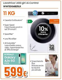 Ipercoop SAMSUNG Lavatrice 1.400 giri Ai.Control WW11DG6B25LK offerta