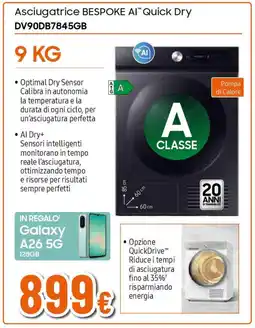 Ipercoop SAMSUNG Asciugatrice BESPOKE AI Quick Dry DV90DB7845GB offerta