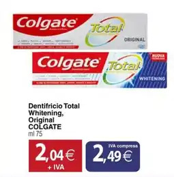 Docks Cash&Carry Dentifricio Total Whitening, Original COLGATE offerta