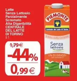 Docks Cash&Carry Latte Senza Lattosio Parzialmente Scremato Alta Digeribilità CENTRALE DEL LATTE DI TORINO offerta
