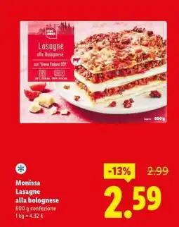 Lidl Monissa Lasagne alla bolognese offerta