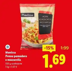 Lidl Monissa Penne pomodoro e mozzarella offerta