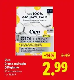 Lidl Cien Crema antirughe Q10 giorno offerta